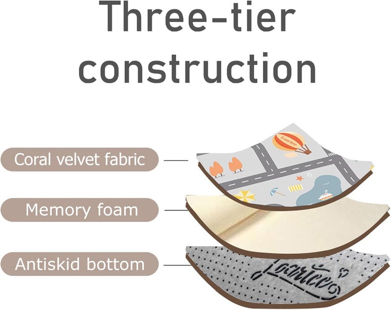 Loartee Soft Kids Educational Rug - 0.78" Thick Road Rug, ABC Alphabet & Numbers Play Mat for Toddlers, Game Area Rug, Baby Crawling Mats, Leisure Time, Gray - Image 4